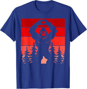 Retro Funny Bigfoot Sasquatch Heart Love Valentine Boy Men T-Shirt - T-Shirt | Royal