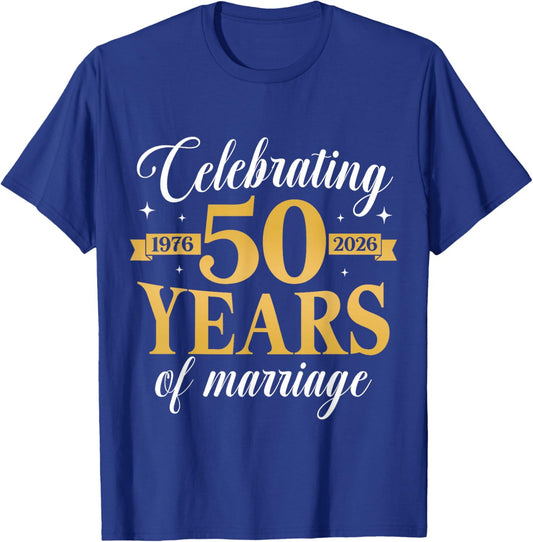 Funny 50 Years of Marriage 1976 50th Wedding Anniversary T-Shirt - T-Shirt | Royal