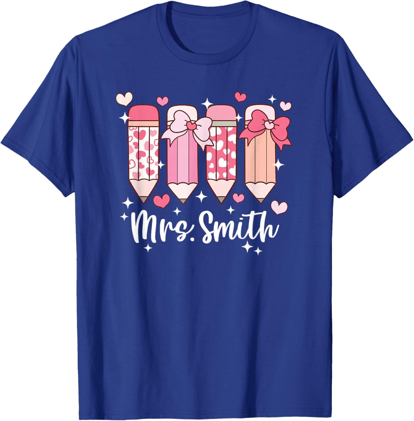 Mrs. Smith Teacher Valentine's Pencil T-Shirt - T-Shirt | Royal