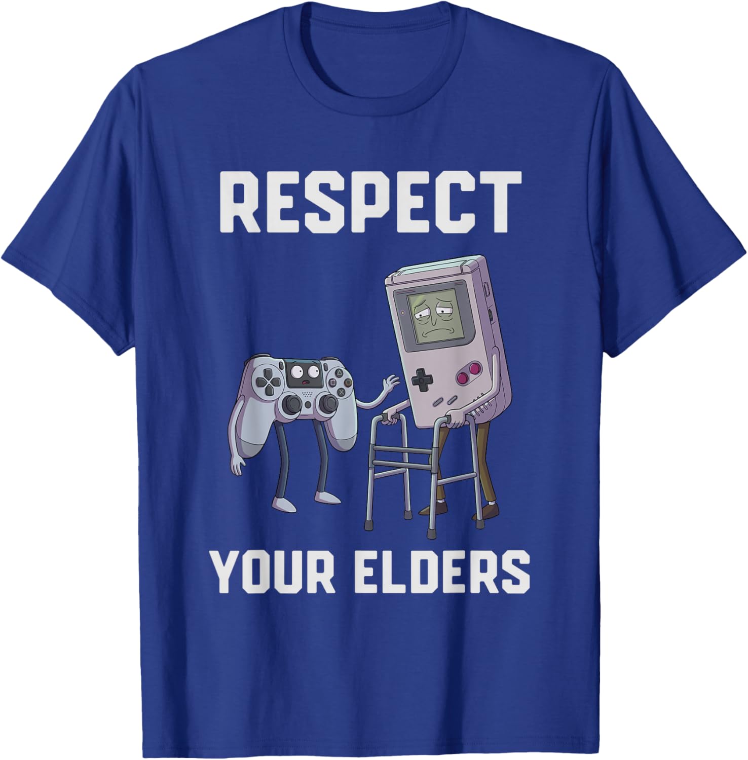 Respect Your Elders Control Vintage Retro Gaming Console T-Shirt - T-Shirt | Royal