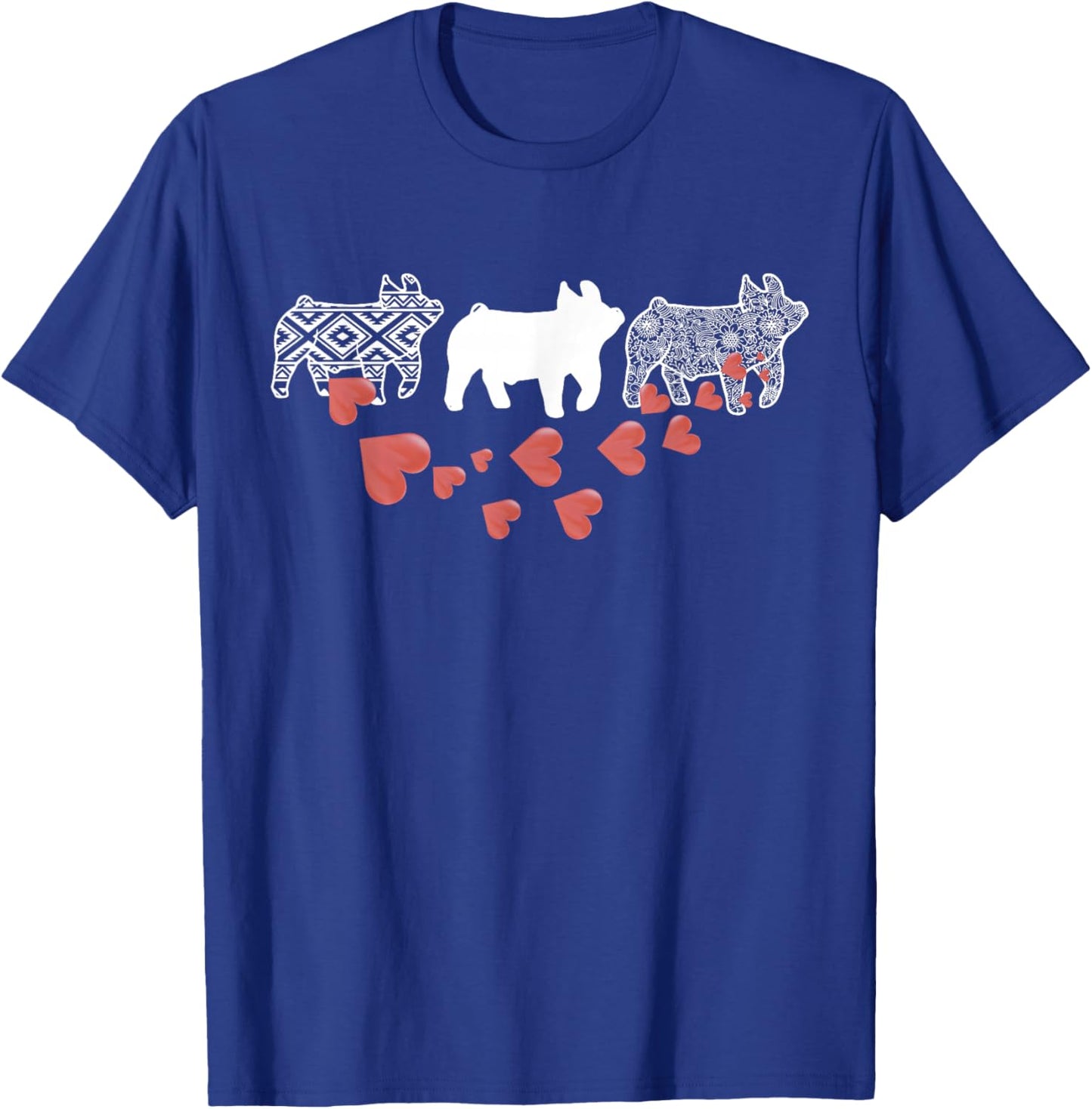 Stockshow Pig Valentine Aztec Show Pig Livestock Pig Breeder T-Shirt - T-Shirt | Royal