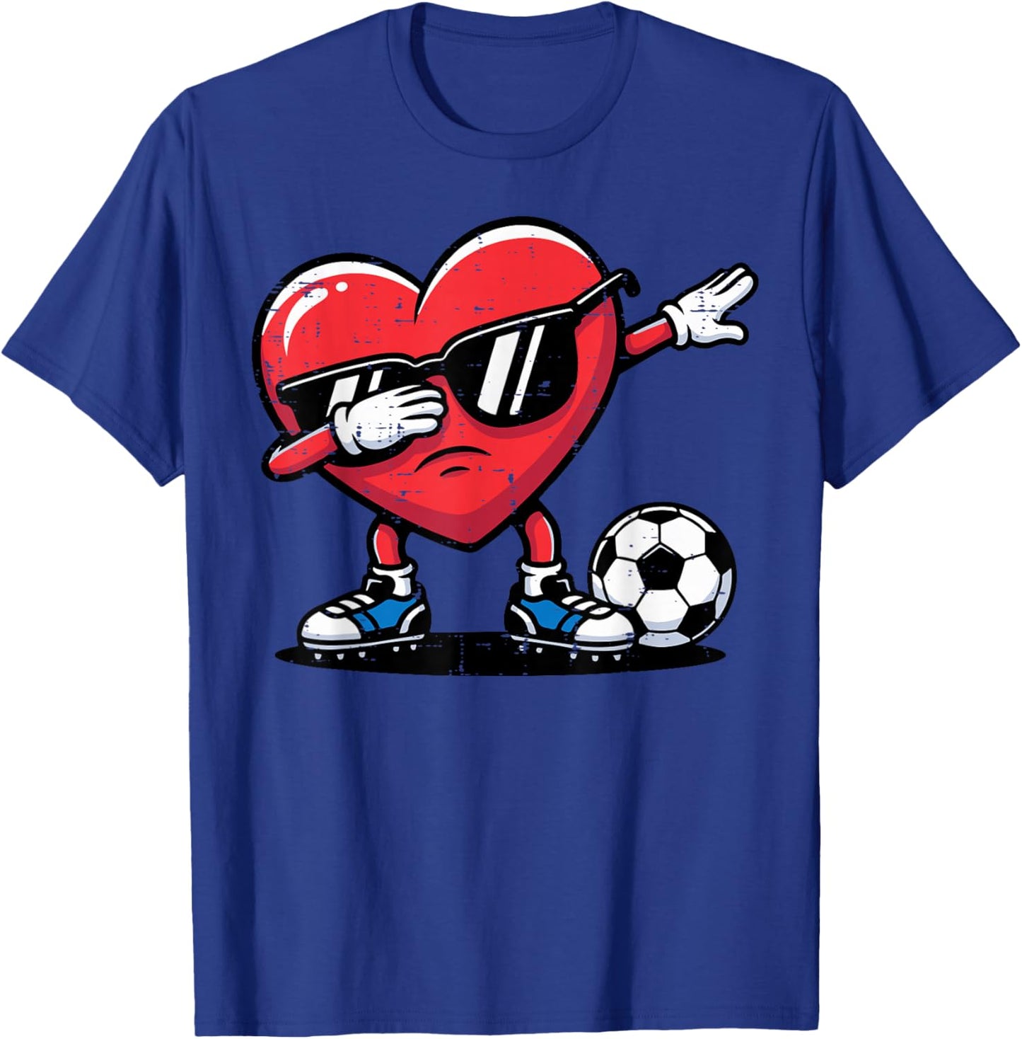 Valentines Day Dabbing Heart Soccer Ball Boys Kids Men T-Shirt - T-Shirt | Royal