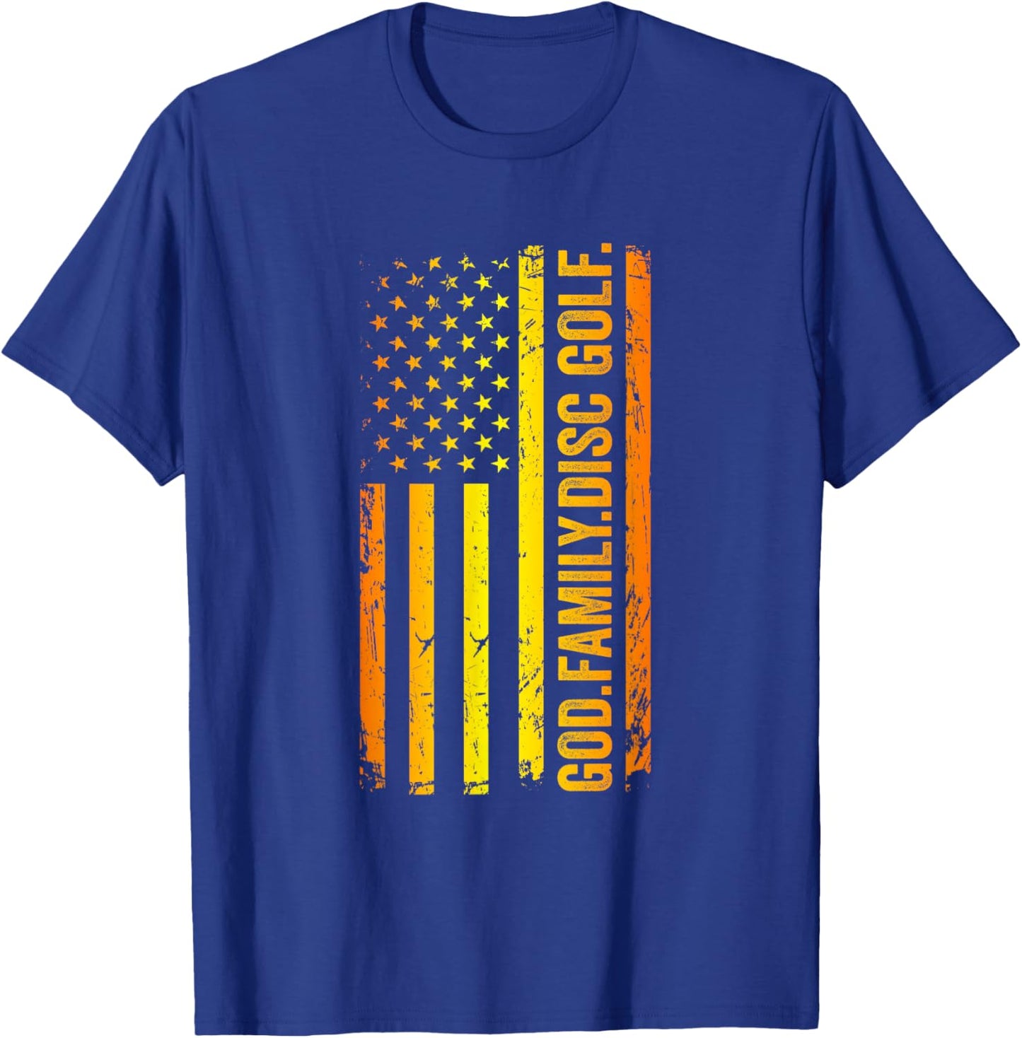 God Family Disc Golf US American Flag Father's Day Dad T-Shirt - T-Shirt | Royal