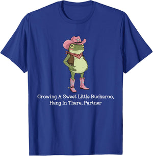 Hold On Partner I'm Growing A Little Buckaroo Frog Pregnancy T-Shirt - T-Shirt | Royal