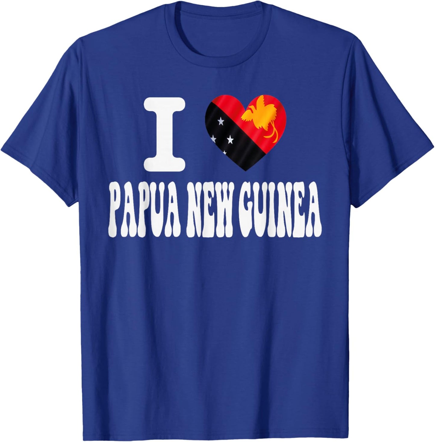 I Love Papua NEW Guinea Heart Flag Retro Travel Souvenir T-Shirt - T-Shirt | Royal