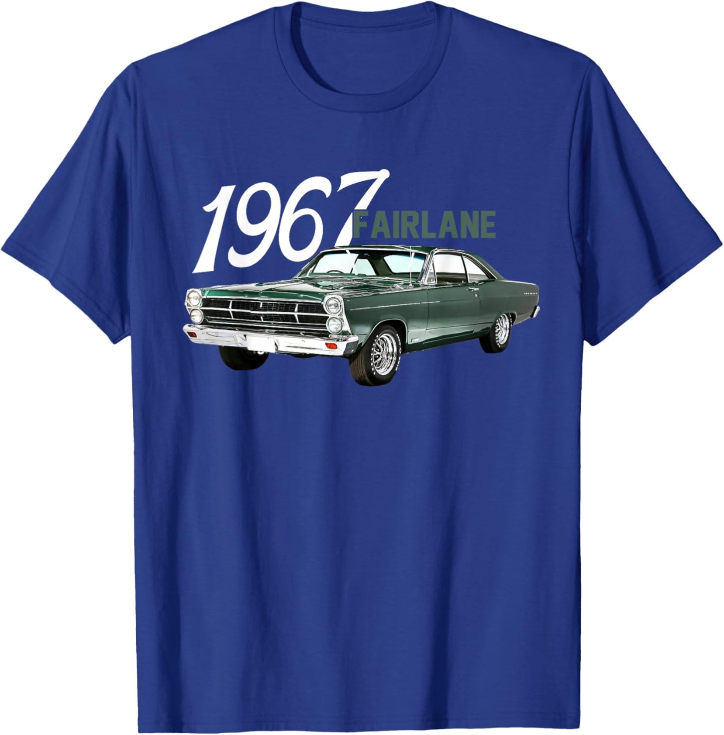 1967 67 Fairlane Classic Vintage Old Car USA Flag T-Shirt - T-Shirt | Royal