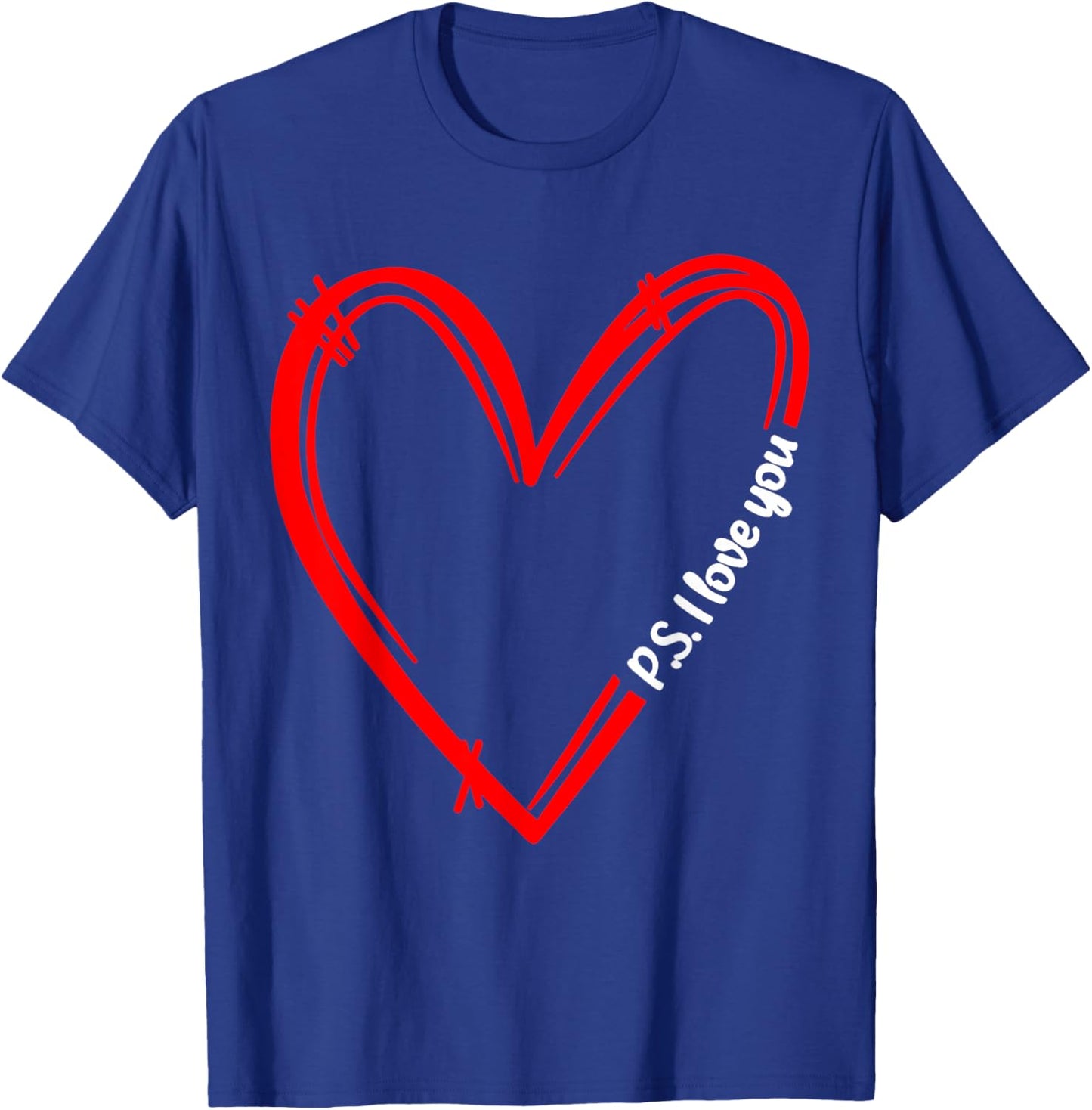 PS I Love You Day Valentine's Day Purple Heart Women Men Kid T-Shirt - T-Shirt | Royal
