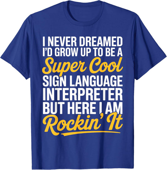 ASL Art Women Kids Deaf Sign Language Interpreter T-Shirt - T-Shirt | Royal
