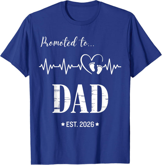 Promoted to Dad Est 2026 Funny Pregnancy Announcement T-Shirt - T-Shirt | Royal