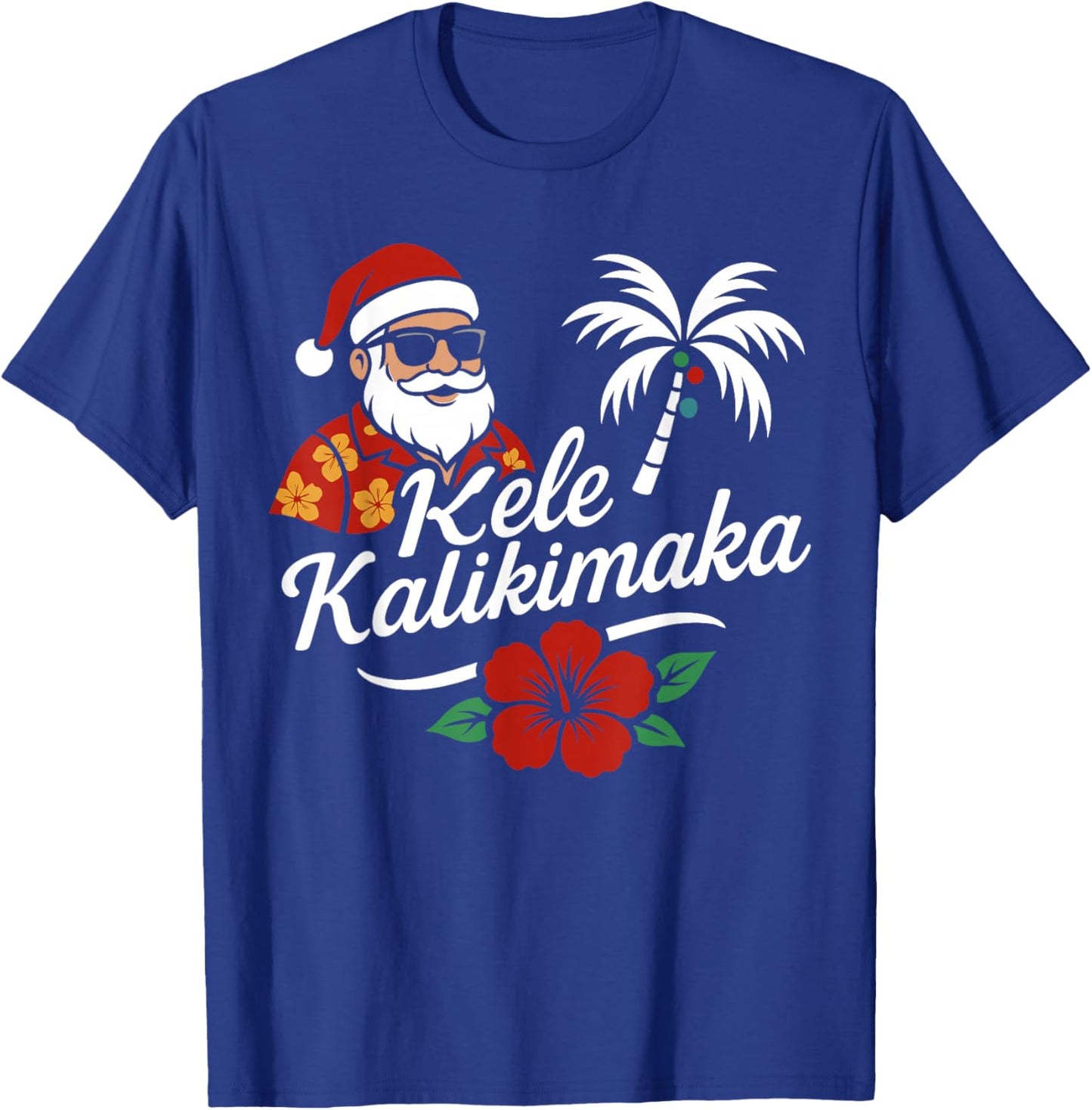 Mele Kalikimaka Hawaiian Christmas Santa Hat Hawaii T-Shirt - T-Shirt | Royal