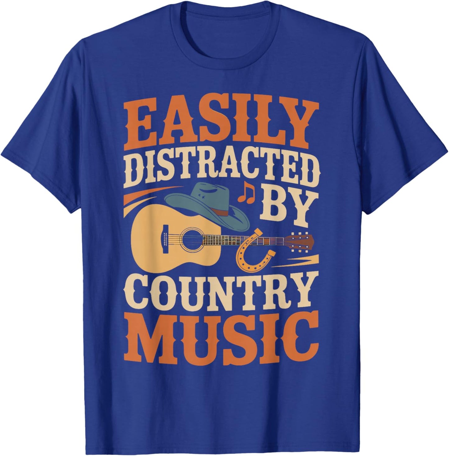 Easily Distracted by Country Music Western Music Shirt T-Shirt - T-Shirt | Royal