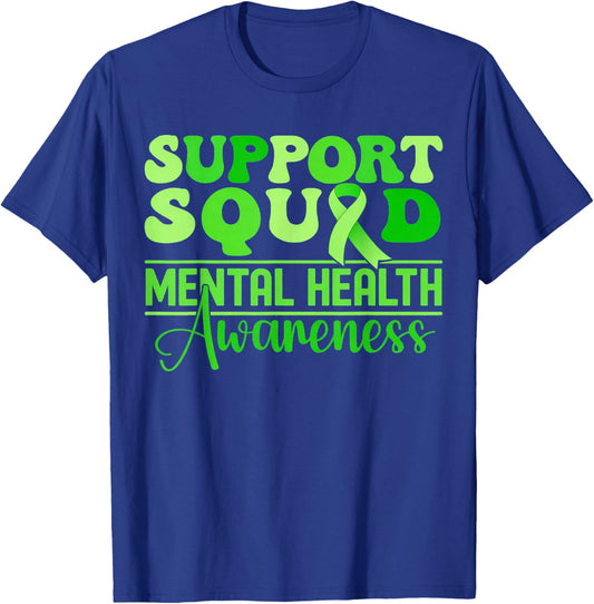 Support Squad Green Ribbon Kids Mental Health Awareness T-Shirt - T-Shirt | Royal