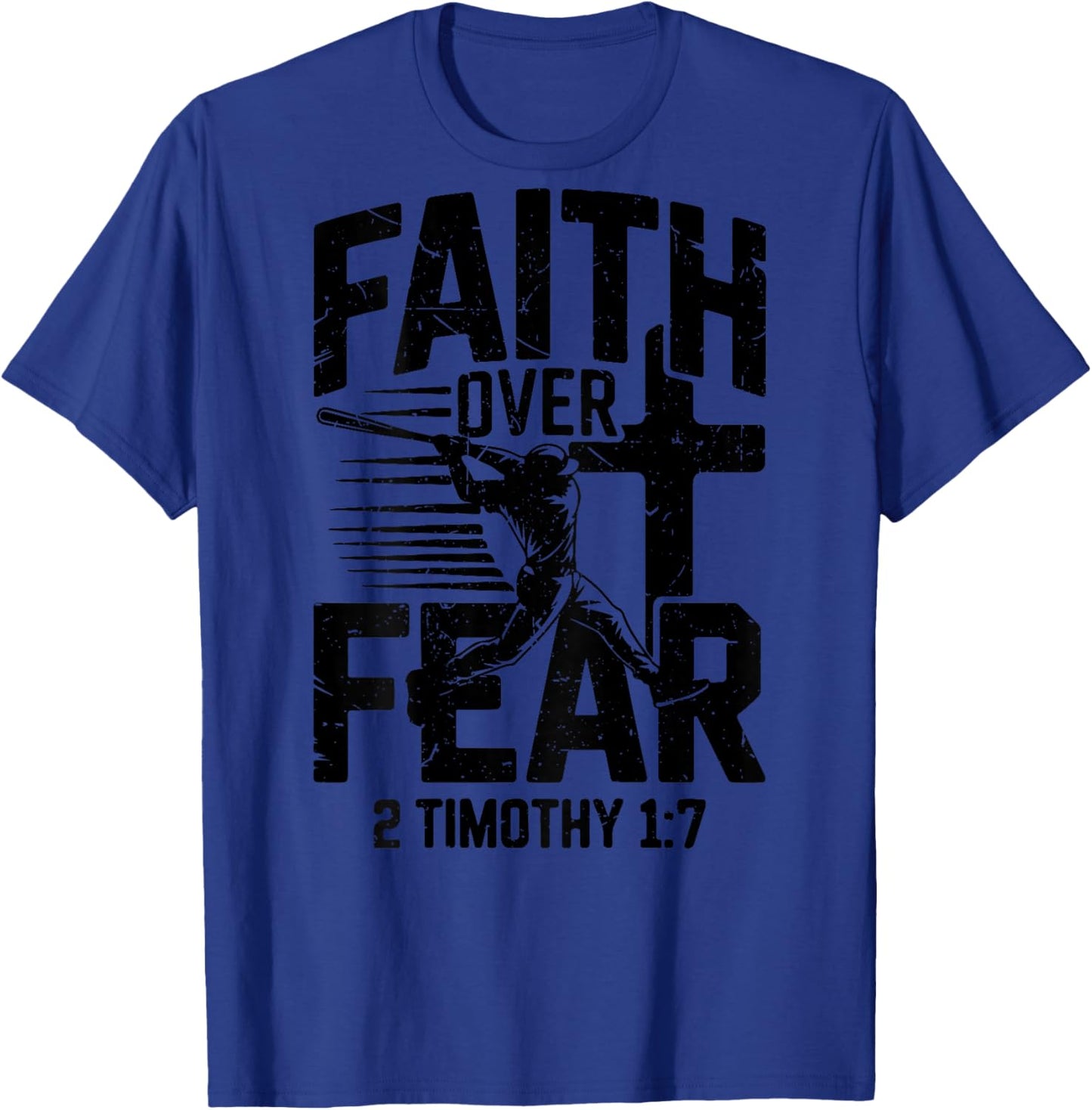 Boys Christian Baseball Faith Over Fear Bible Verse Baseball T-Shirt - T-Shirt | Royal