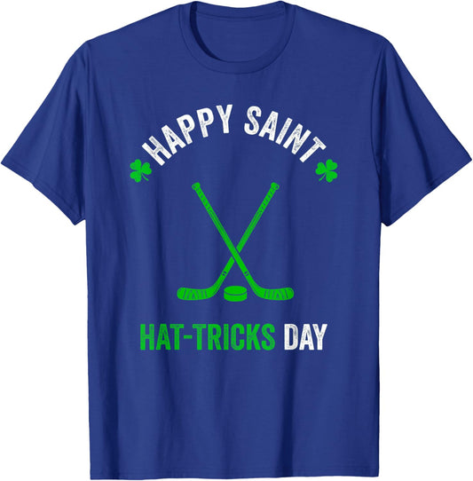 Hockey St Patricks Day Boys Men Shamrock Hockey T-Shirt - T-Shirt | Royal