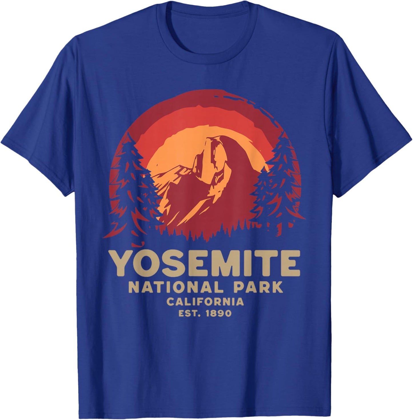 Yosemite National Park California USA Retro Vintage Nature T-Shirt - T-Shirt | Royal