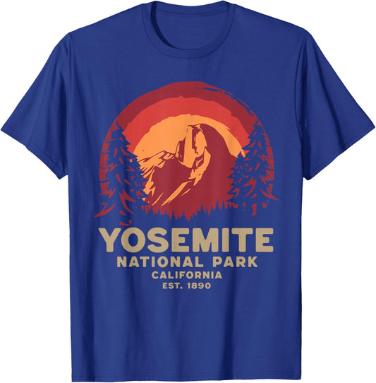 Yosemite National Park California USA Retro Vintage Nature T-Shirt - T-Shirt | Royal