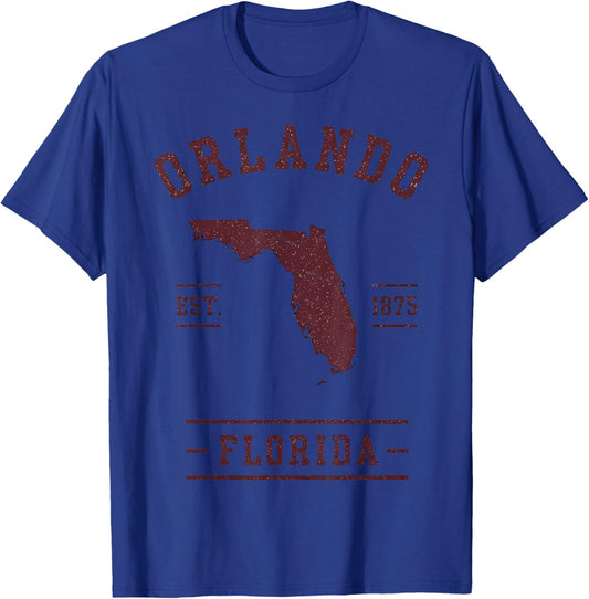 Orlando Florida Est 1875 Vintage Map T-Shirt - T-Shirt | Royal