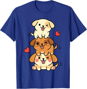 Cute Kawaii Puppies Graphic Dog Lovers T-Shirt - T-Shirt | Royal