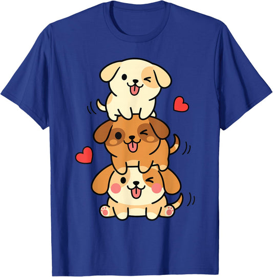 Cute Kawaii Puppies Graphic Dog Lovers T-Shirt - T-Shirt | Royal