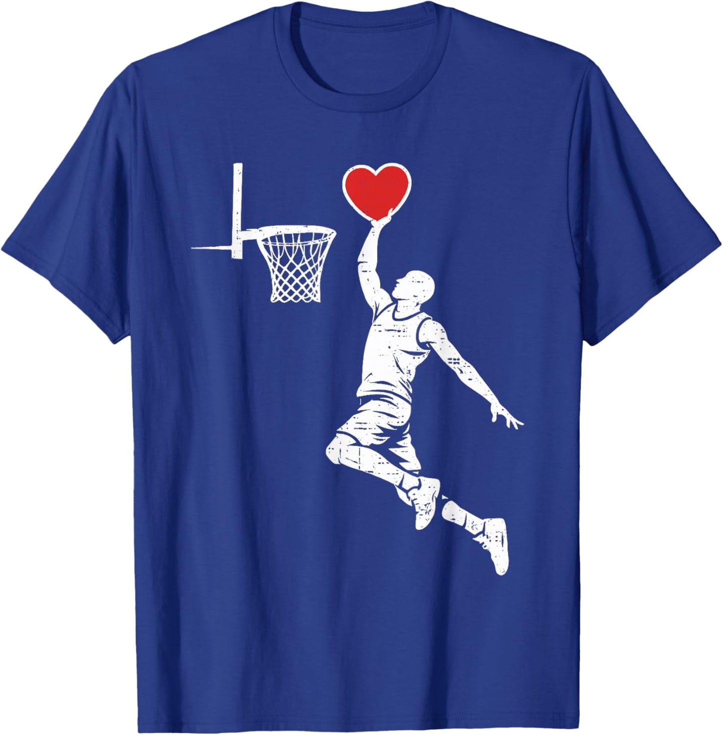 Valentines Day Basketball Silhouette Heart Dunking Men Boys T-Shirt - T-Shirt | Royal