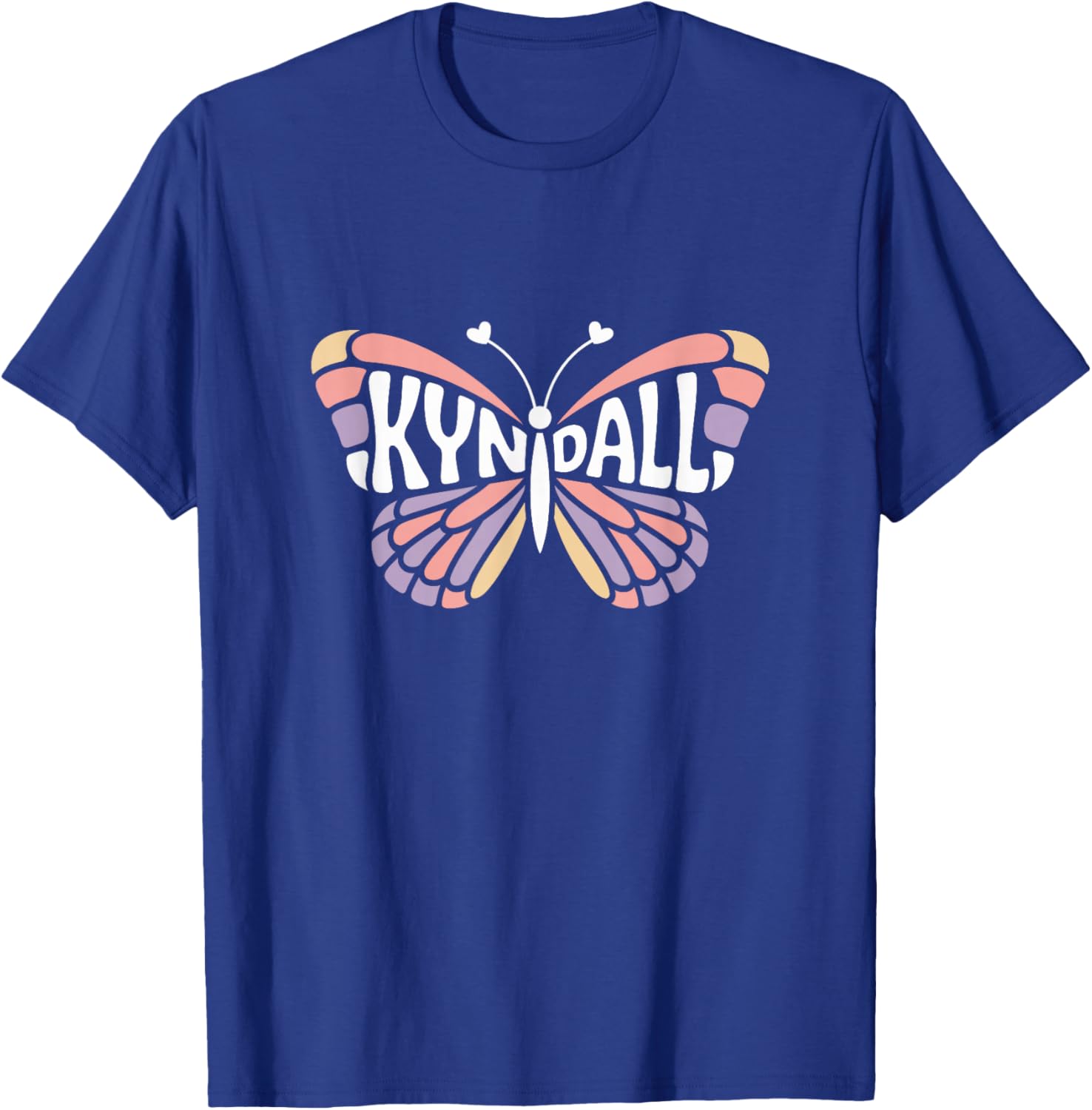 Kyndall Butterfly - Personalized Cute Name Word Art T-Shirt - T-Shirt | Royal