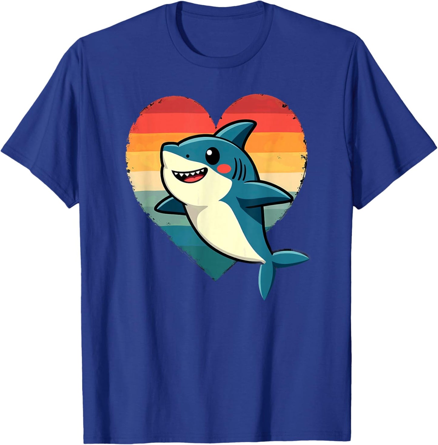 Retro Heart Shark Valentines T-Shirt - T-Shirt | Royal