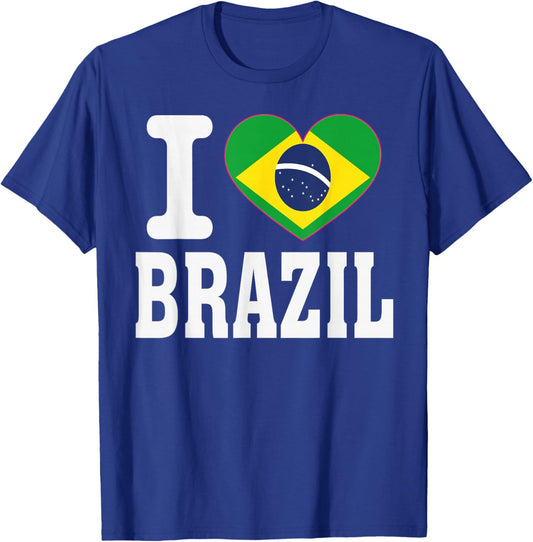 I Love Brazil Heart Souvenir Lovers Pride Travel T-Shirt - T-Shirt | Royal