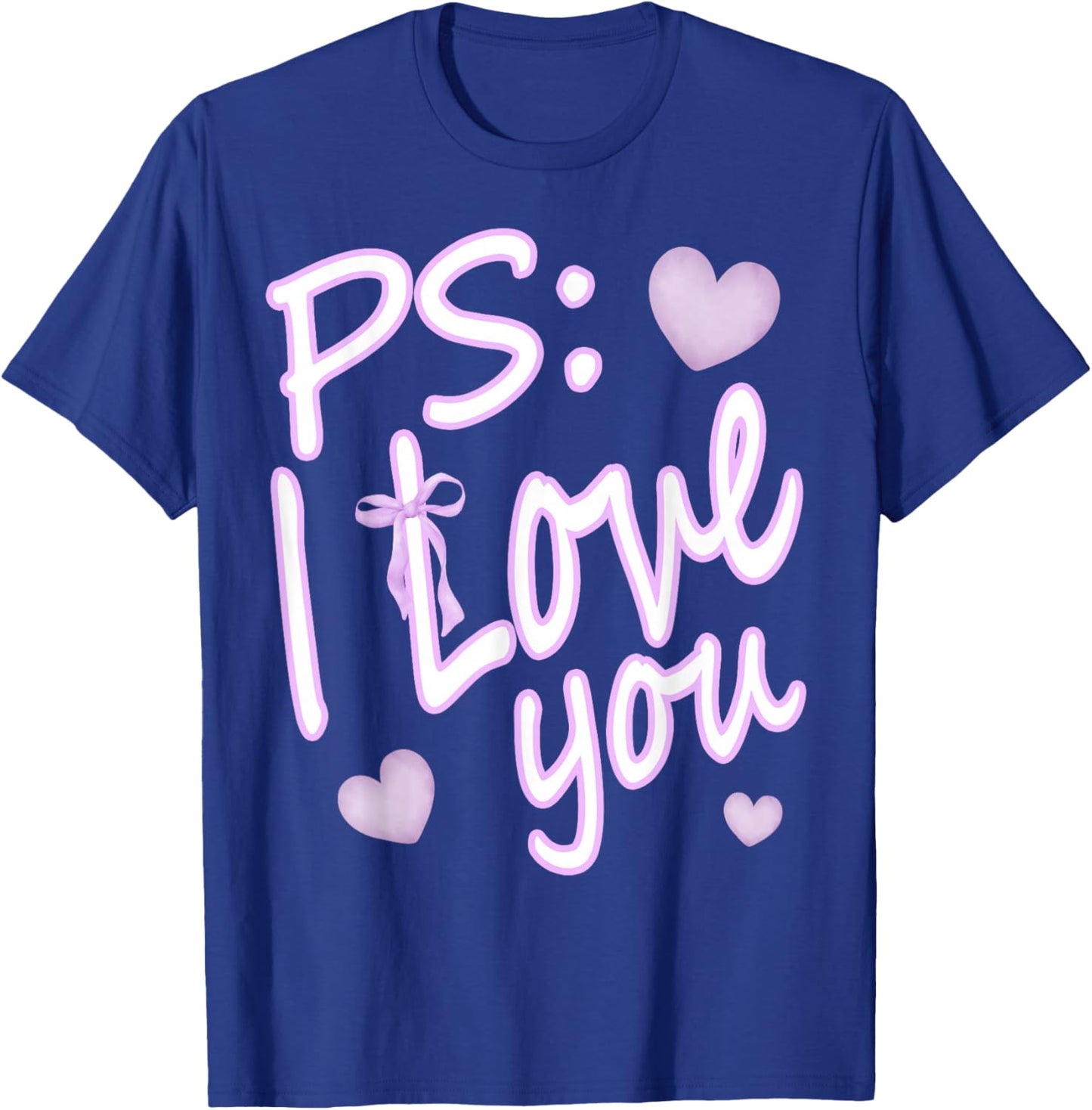 PS I Love You Day Valentine's Day Purple Heart Women Men Kid T-Shirt - T-Shirt | Royal