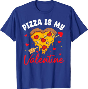 Pizza is My Valentine Boys Girls Kids Funny Valentines Day T-Shirt - T-Shirt | Royal