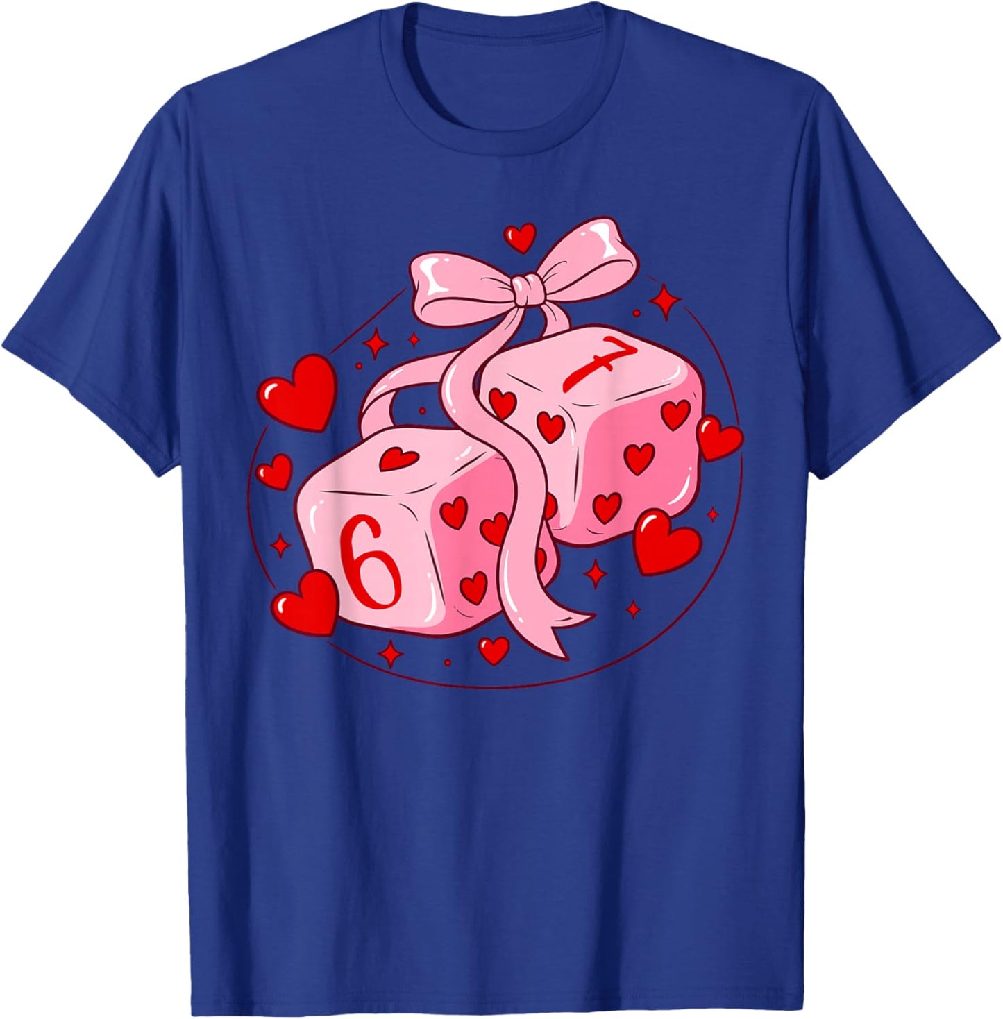 Preppy 67 Valentine Six Seven Dice 6 7 Coquette Bow Meme T-Shirt - T-Shirt | Royal