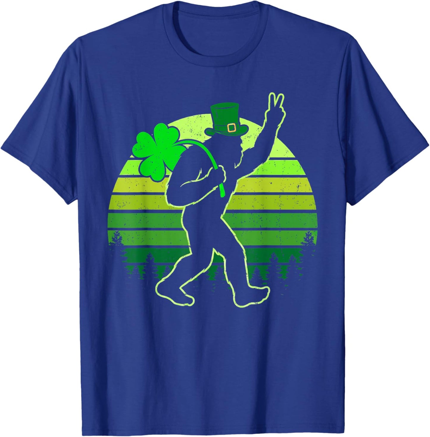 Funny Men St Patrick's Day Bigfoot Shamrock Men Women Kids T-Shirt - T-Shirt | Royal