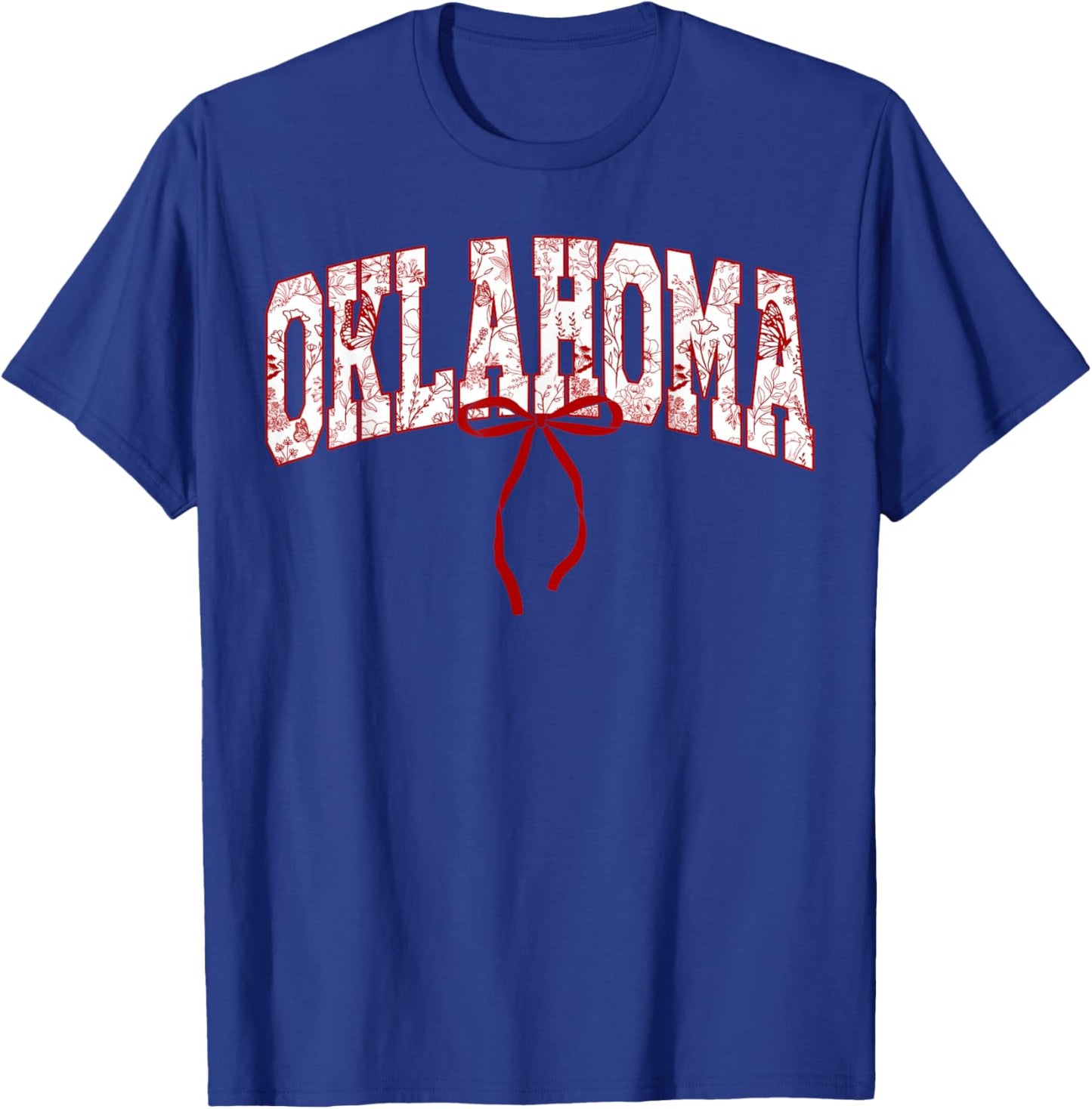 Oklahoma State Pride Classic Oklahoma Floral Coquette Bow T-Shirt - T-Shirt | Royal