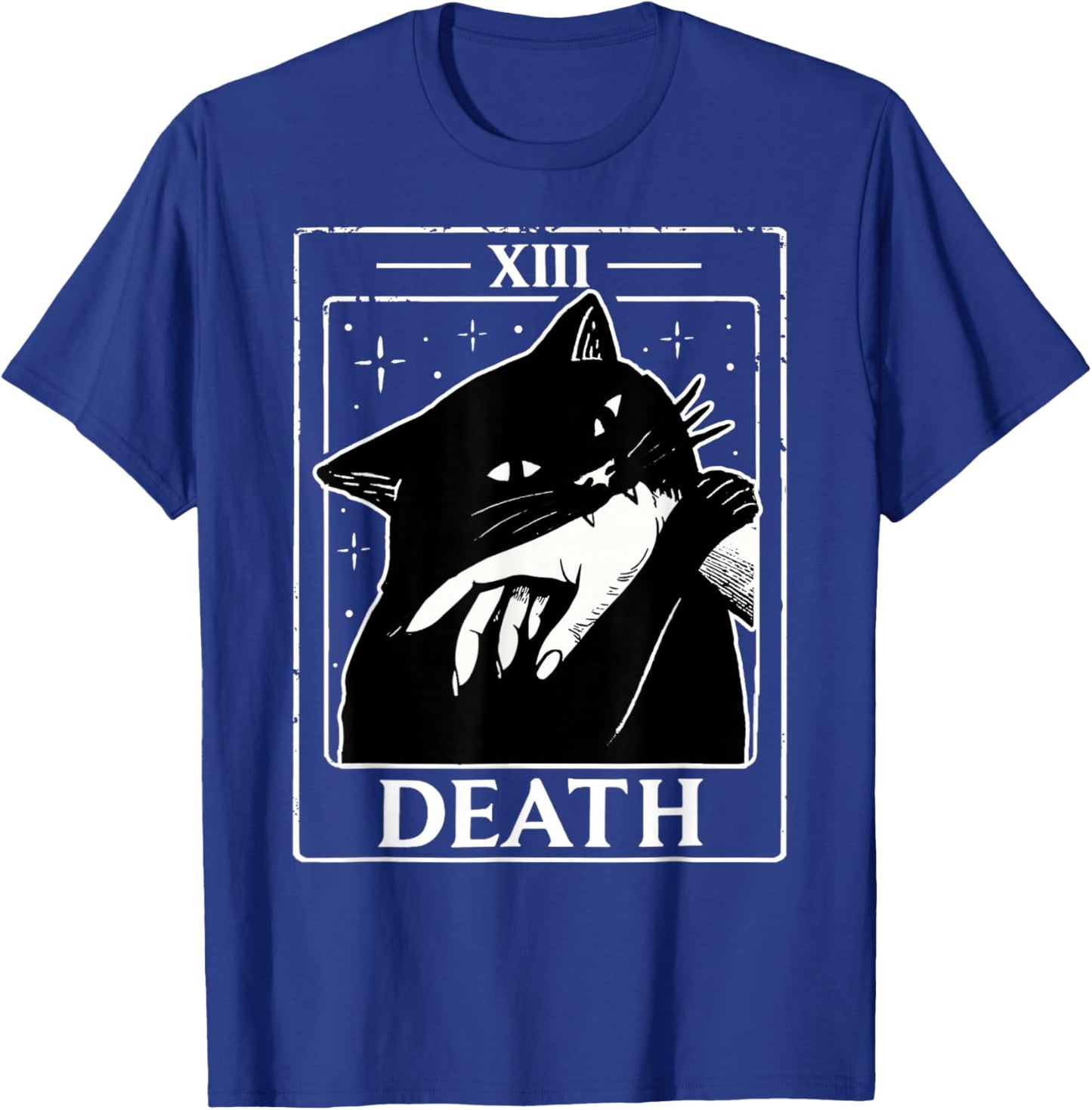 Vintage Black Cat Tarot Card Death Humor Halloween Men Women T-Shirt - T-Shirt | Royal