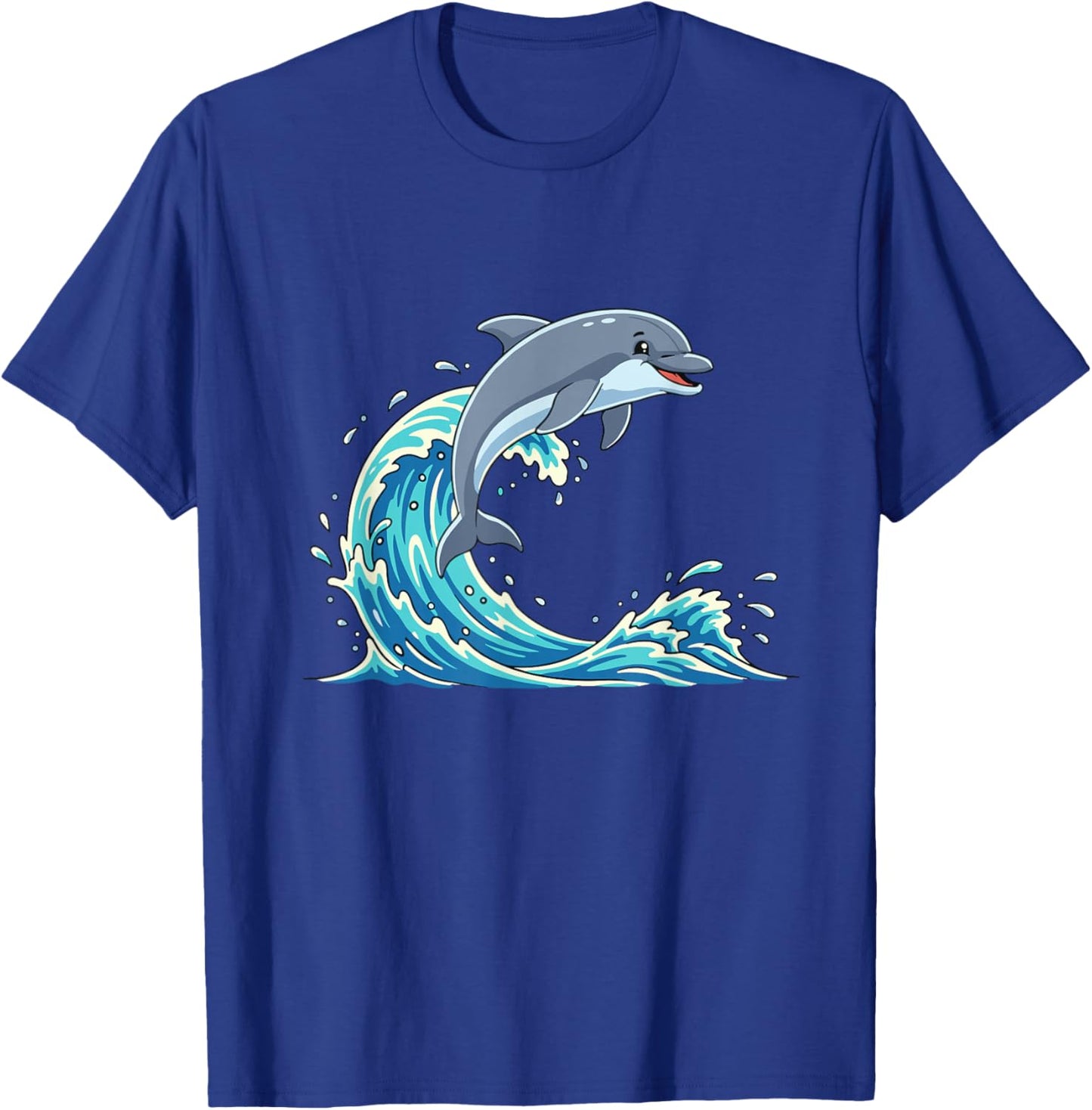 Cute Jumping Dolphin On Summer Ocean Wave T-Shirt - T-Shirt | Royal