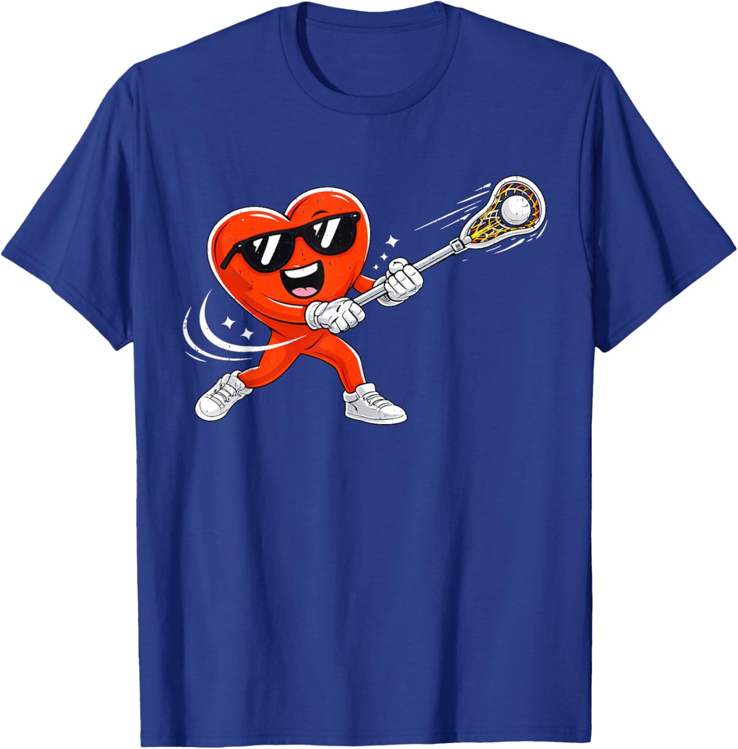 Valentine Lacrosse Heart Sport Valentines Day Men Boys Kids T-Shirt - T-Shirt | Royal