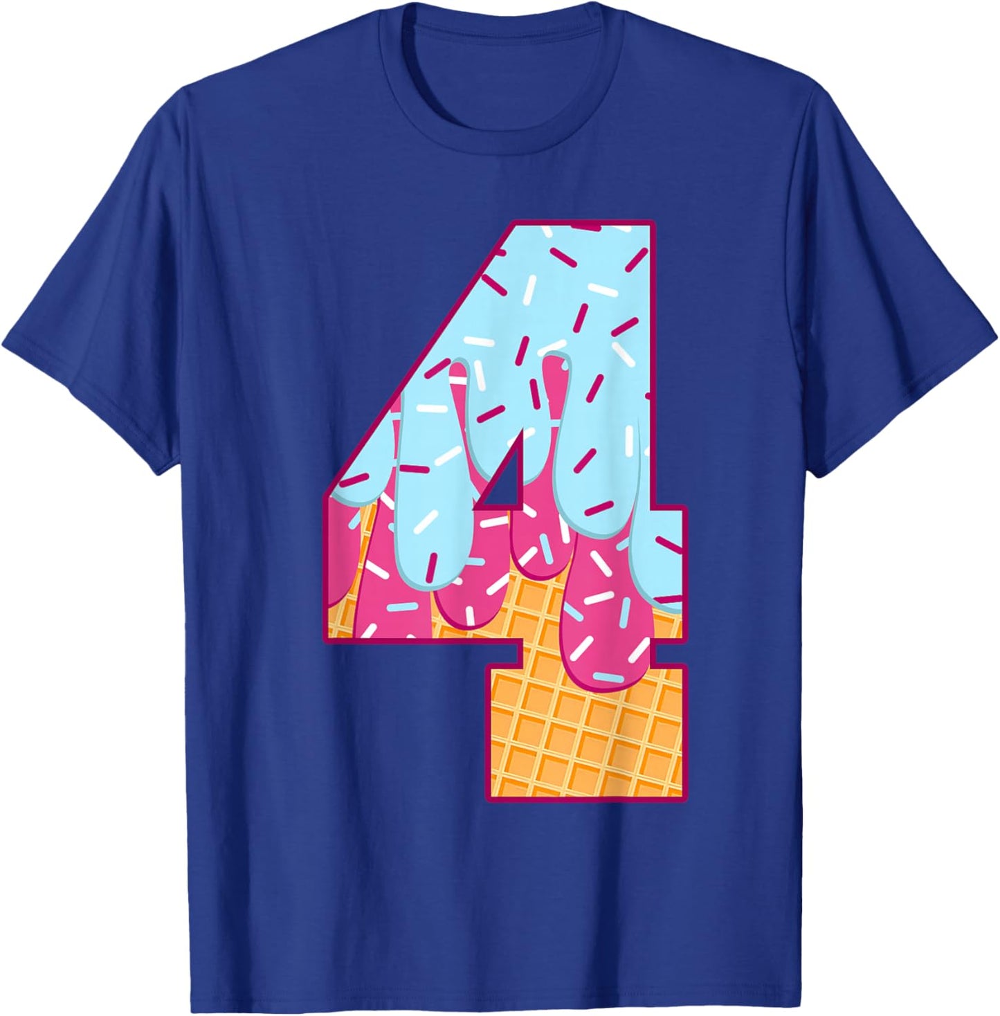 Number 4 Ice Cream Drip Matching Numbers Costume Meme T-Shirt - T-Shirt | Royal