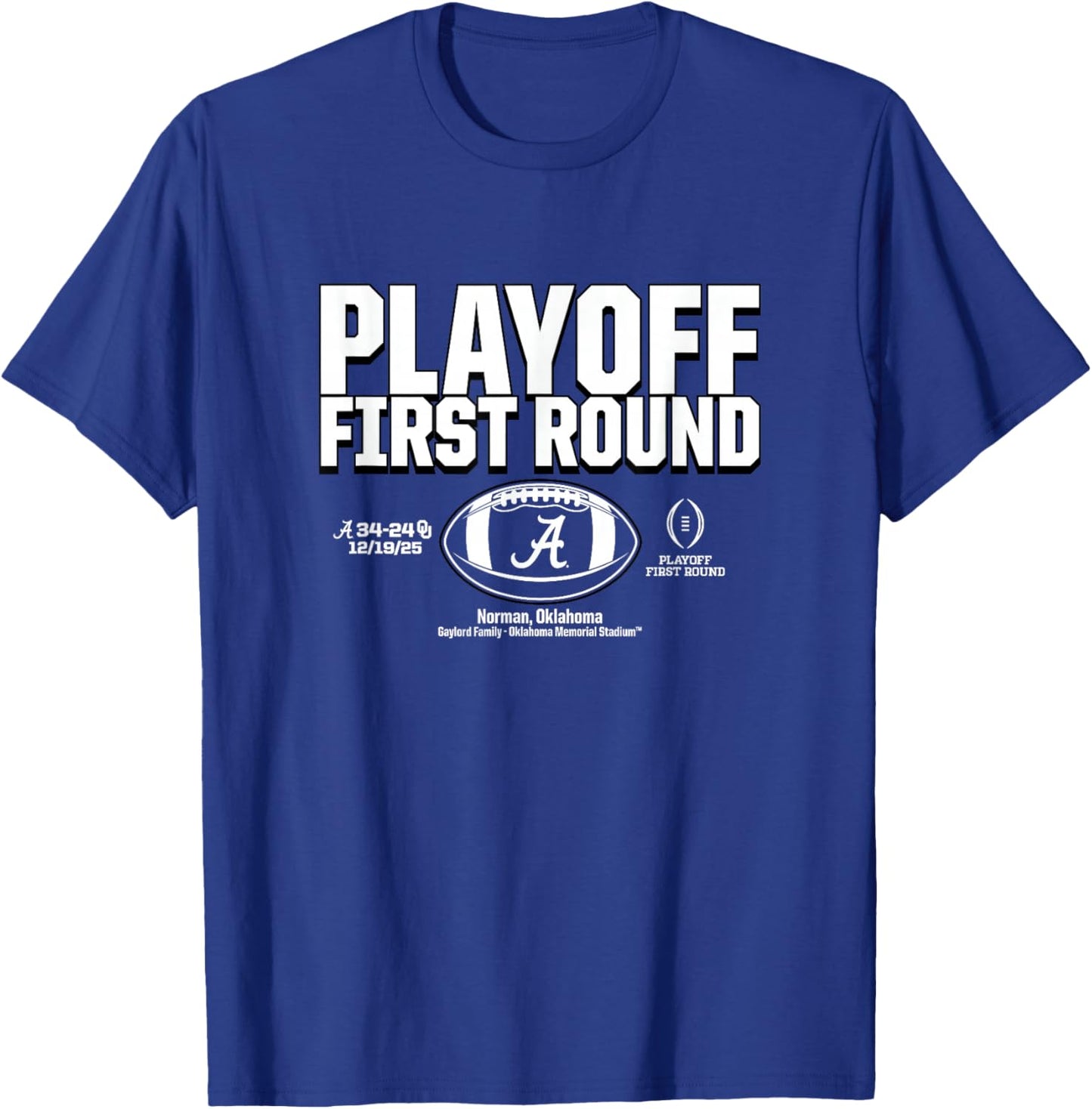 Alabama Crimson Tide 2025 College Football Playoff 1st Round T-Shirt - T-Shirt | Royal