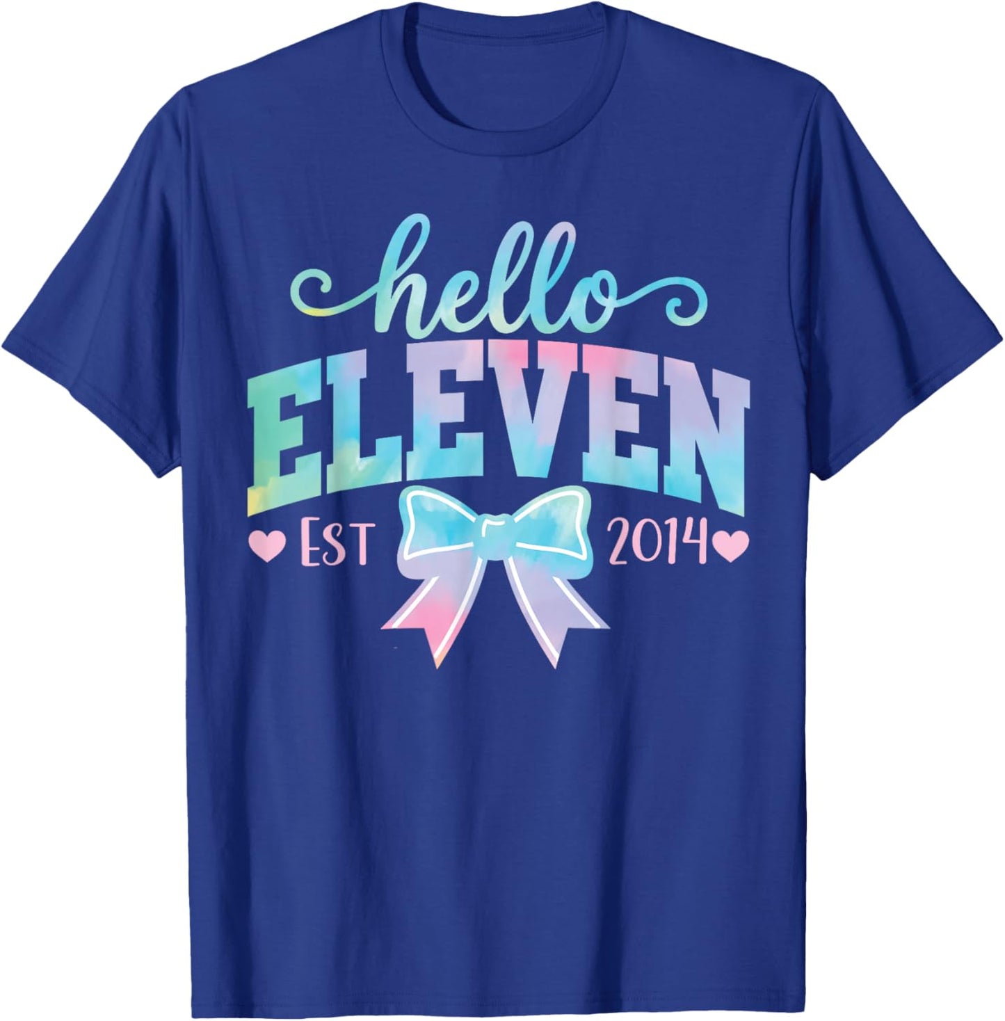 Hello Eleven Est 2014 Tie Dye Coquette Bow 11th Birthday T-Shirt - T-Shirt | Royal