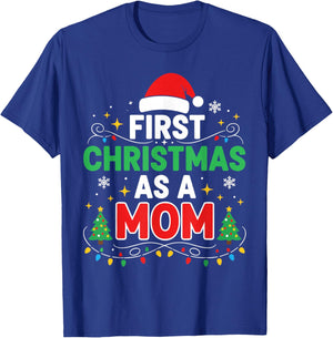 First Christmas as a Mom Family Matching 1st Christmas T-Shirt - T-Shirt | Royal