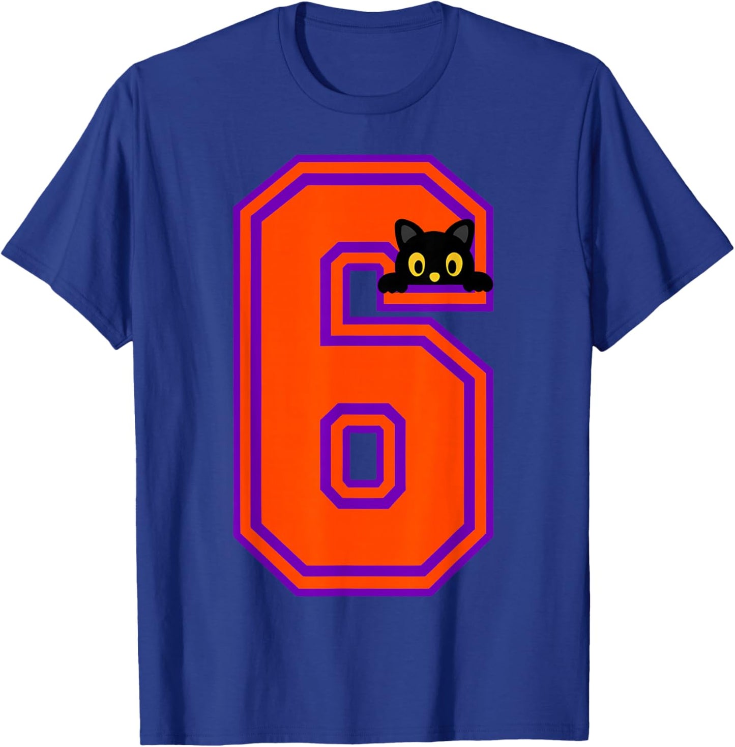 Funny Six Seven 6 7 Halloween Black Cat Teacher Student T-Shirt - T-Shirt | Royal