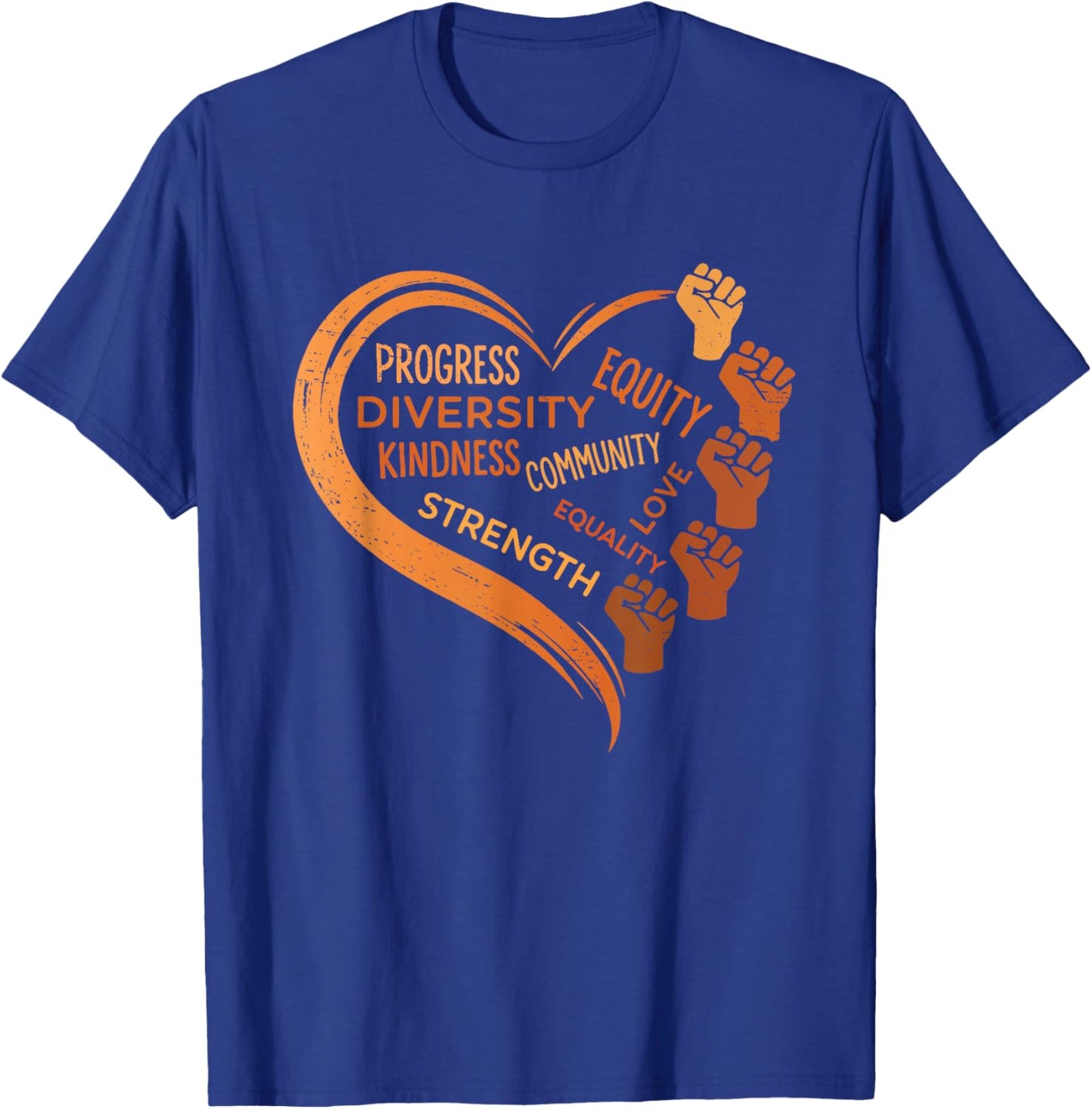 Black History Fists Diversity Equity Unity T-Shirt - T-Shirt | Royal