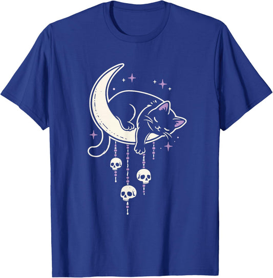 Cat Kitty Skulls Creepy Cute Moon Kawaii Pastel Goth Purple T-Shirt - T-Shirt | Royal