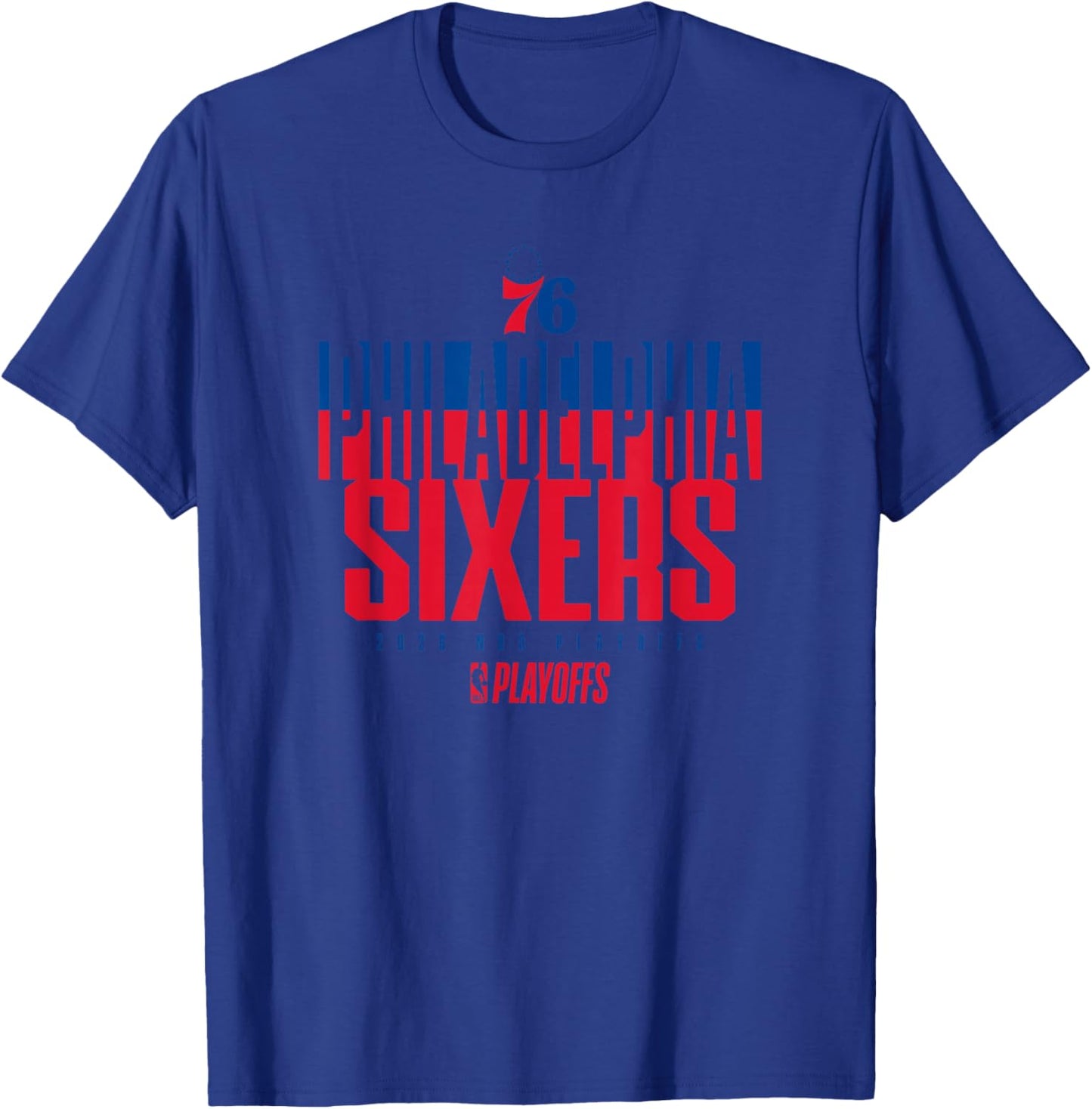 NBA Official 2026 Playoffs Philadelphia 76ers Stacked Up T-Shirt - T-Shirt | Royal