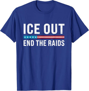 Vintage ICE Out End The Raids US Flag Distressed Men Women T-Shirt - T-Shirt | Royal