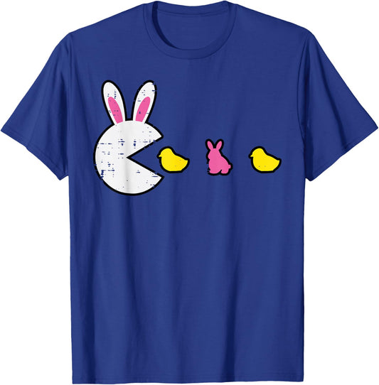 Easter Video Game Bunny Ears Eating Retro Men Boys Kids Teen T-Shirt - T-Shirt | Royal