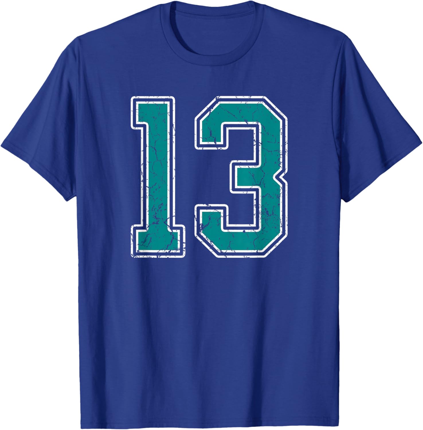 Teal and White Number 13 Jersey Player Uniform #13 Fan T-Shirt - T-Shirt | Royal