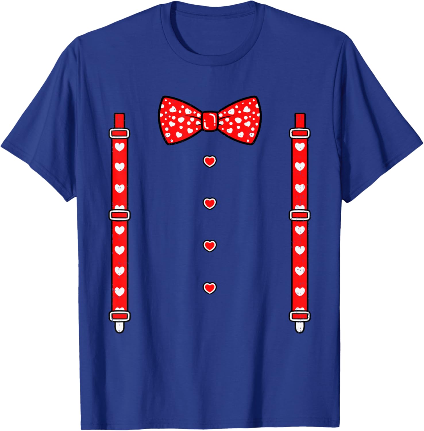 Heart Bow Tie Suspenders Tuxedo Valentines Day Men Boys Kids T-Shirt - T-Shirt | Royal