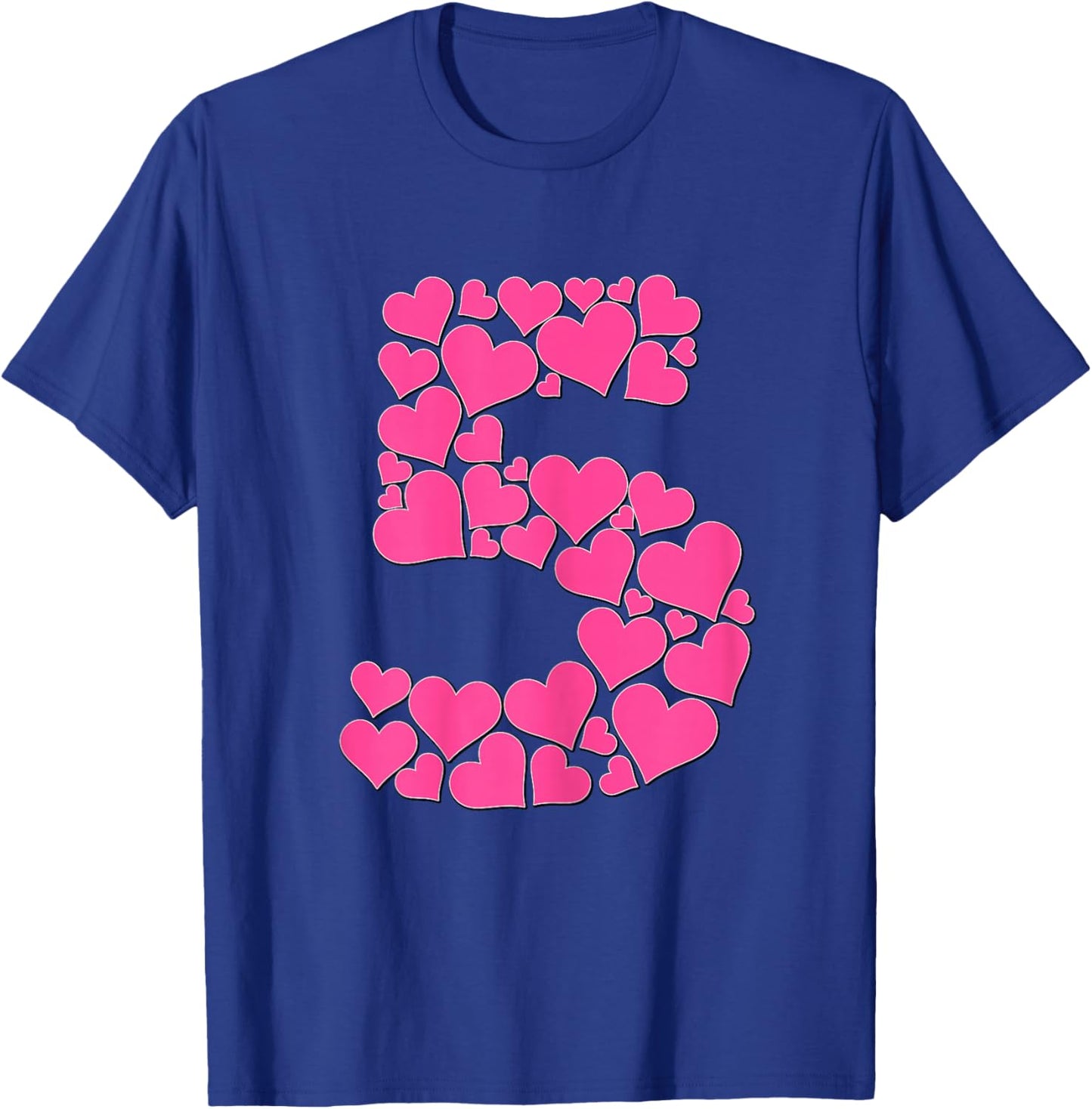 Cute Heart Number 5 Maths Day Costume for Girls 5th Birthday T-Shirt - T-Shirt | Royal