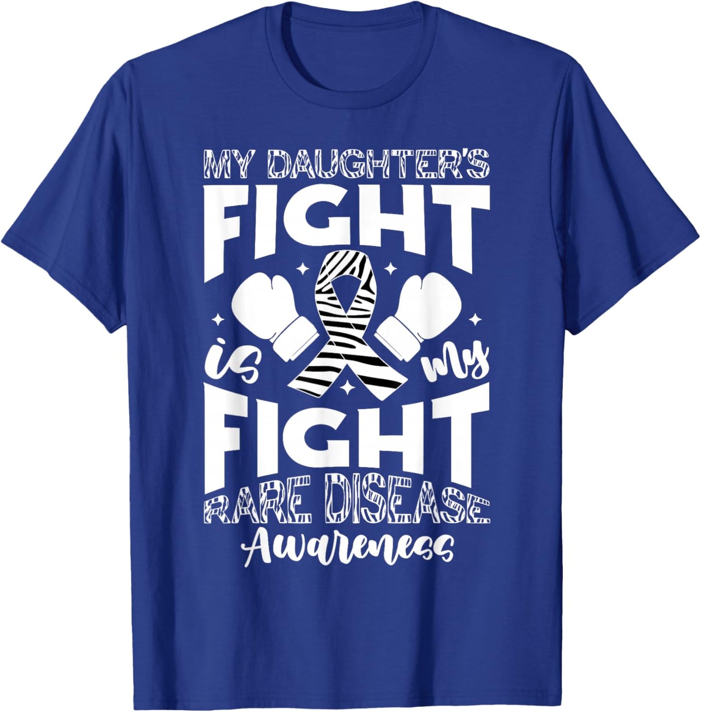 Rare Disease Awareness Daughter Zebra Ribbon T-Shirt - T-Shirt | Royal