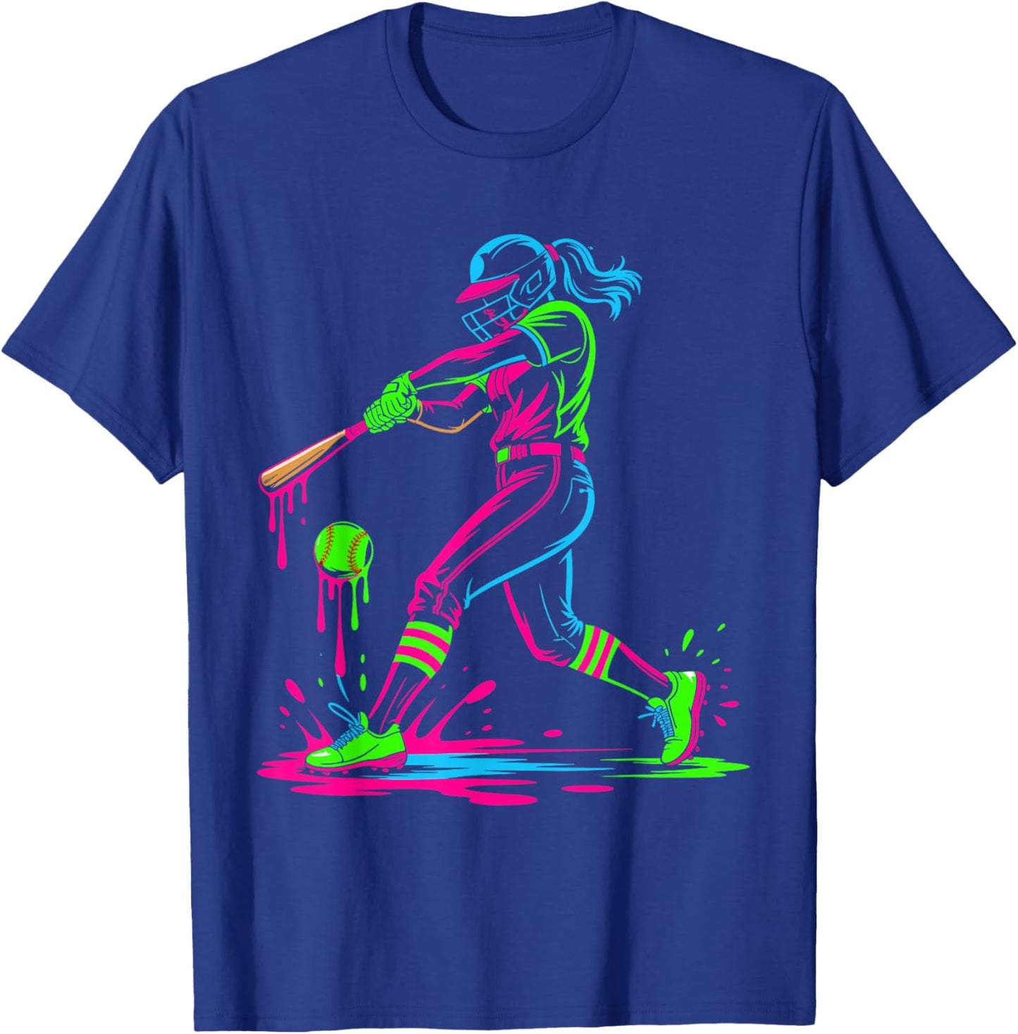Softball Girl Ice Cream Softball Drip T-Shirt - T-Shirt | Royal